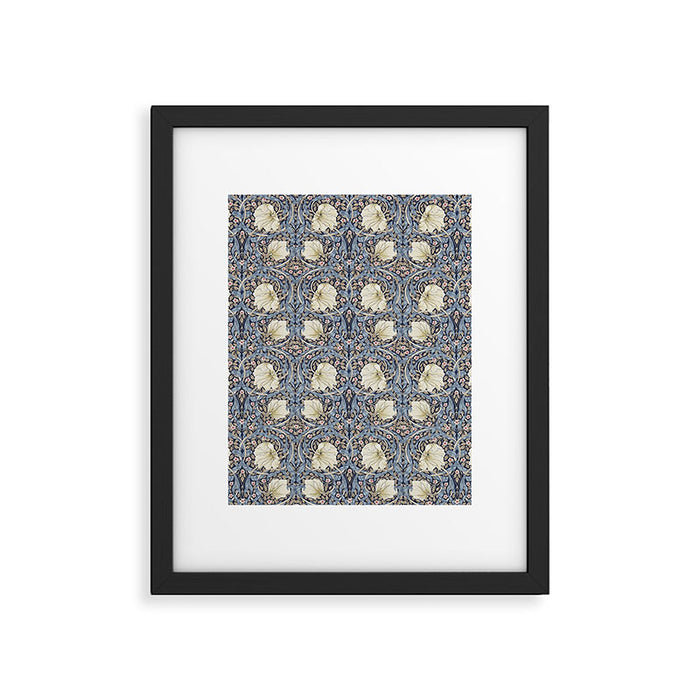 William Morris Vintage Pimpernel Dark Blue & Cream Framed Art Print Gallery Image 1