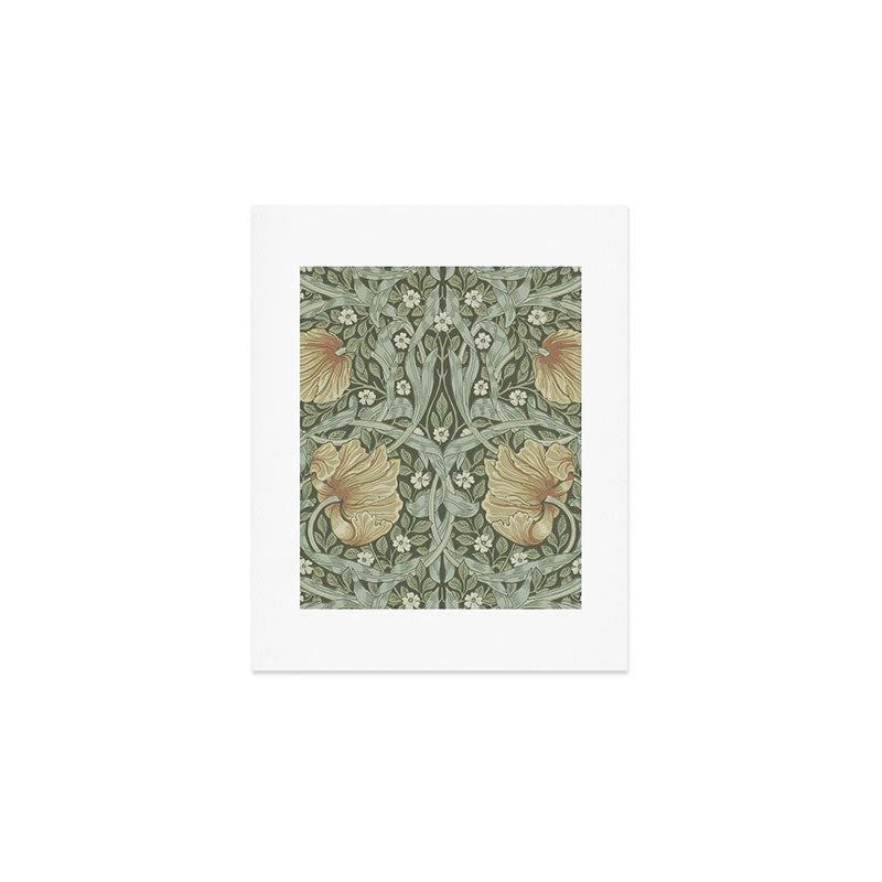 William Morris Vintage Pimpernel Green Bayleaf Manilla Art Print Gallery Image 1