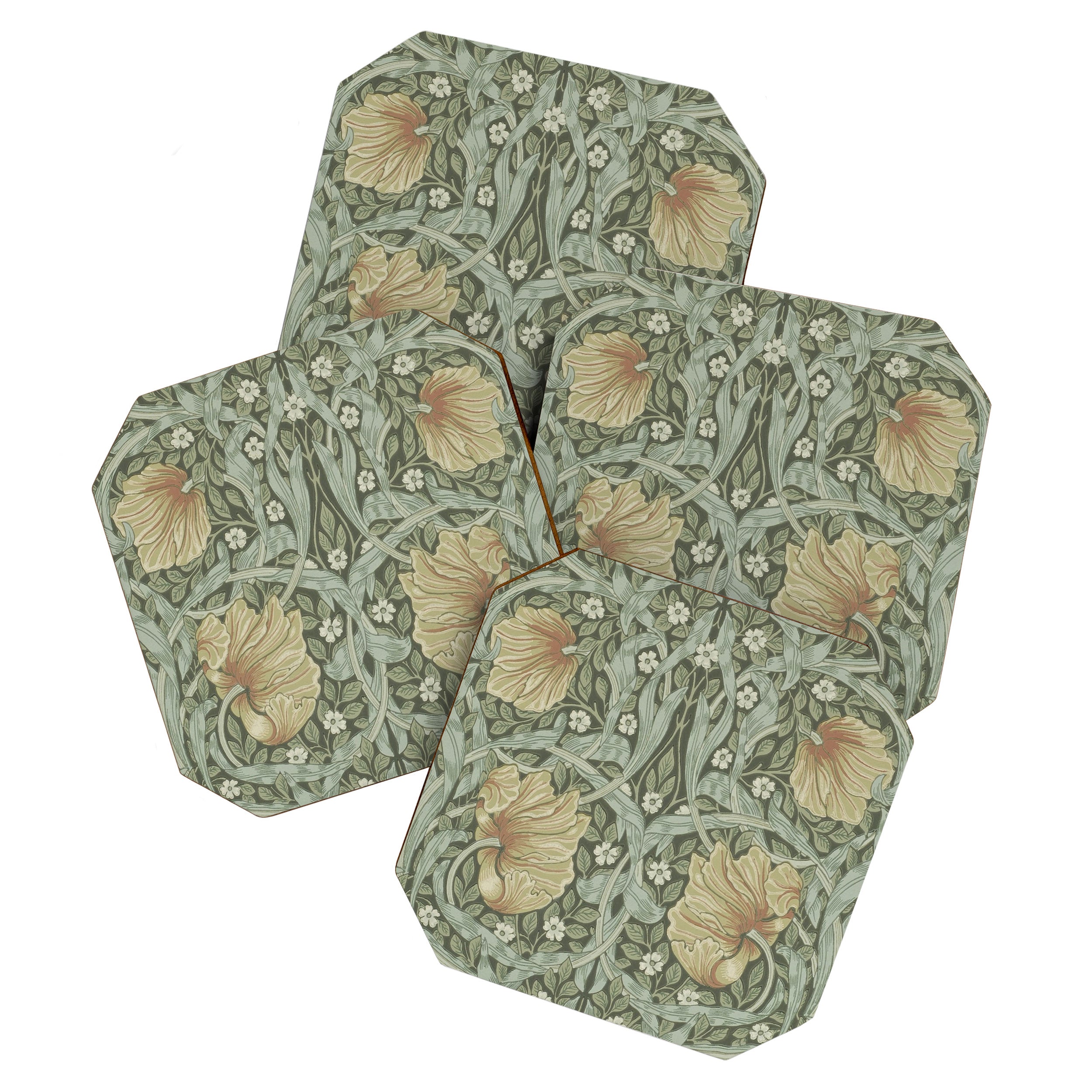 William Morris Vintage Pimpernel Green Bayleaf Manilla Coaster Gallery Image 1