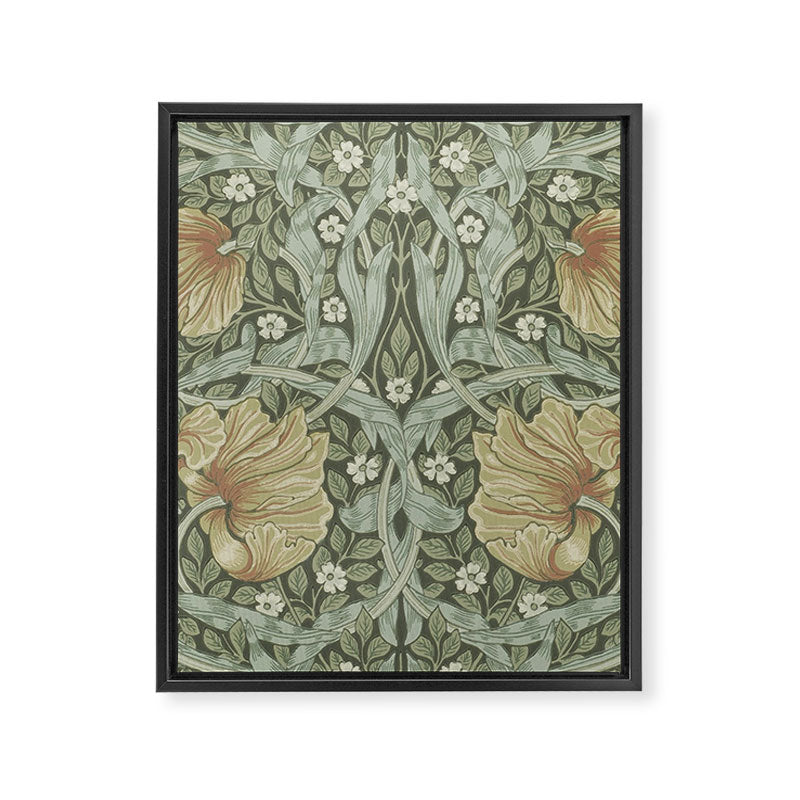 William Morris Vintage Pimpernel Green Bayleaf Manilla Framed Canvas Print Gallery Image 8