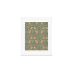 William Morris Vintage Pimpernel Peach Blue Green  Art Print Gallery Image 1