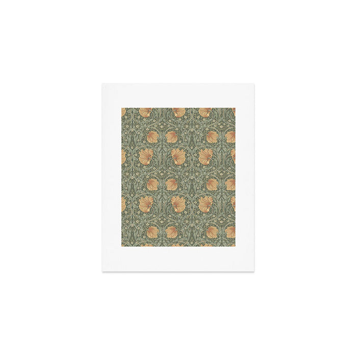 William Morris Vintage Pimpernel Peach Blue Green  Art Print Gallery Image 1