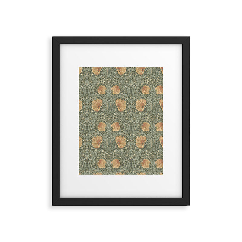 William Morris Vintage Pimpernel Peach Blue Green  Framed Art Print Gallery Image 6