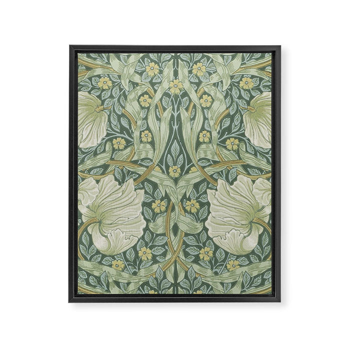 William Morris Vintage Pimpernel Privet Slate Mint Green Framed Canvas Print Gallery Image 1