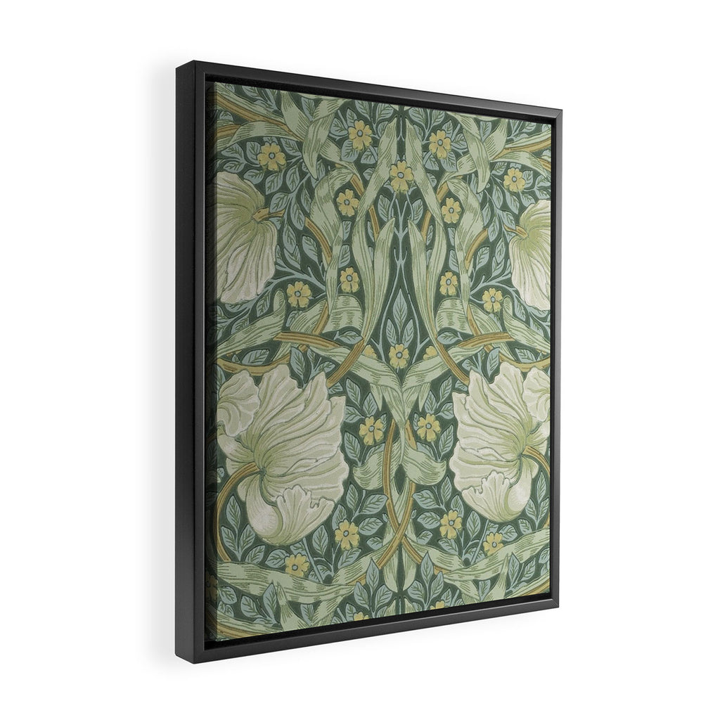William Morris Vintage Pimpernel Privet Slate Mint Green Framed Canvas Print Gallery Image 2