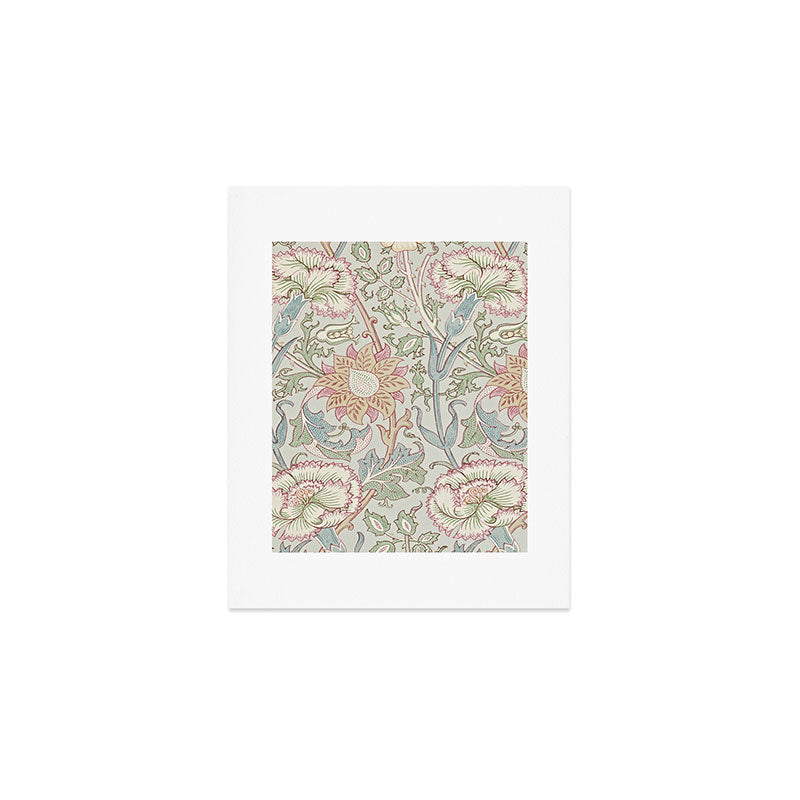 William Morris Vintage Pink and Rose Eggshell Blue Rose Pink Art Print Gallery Image 1