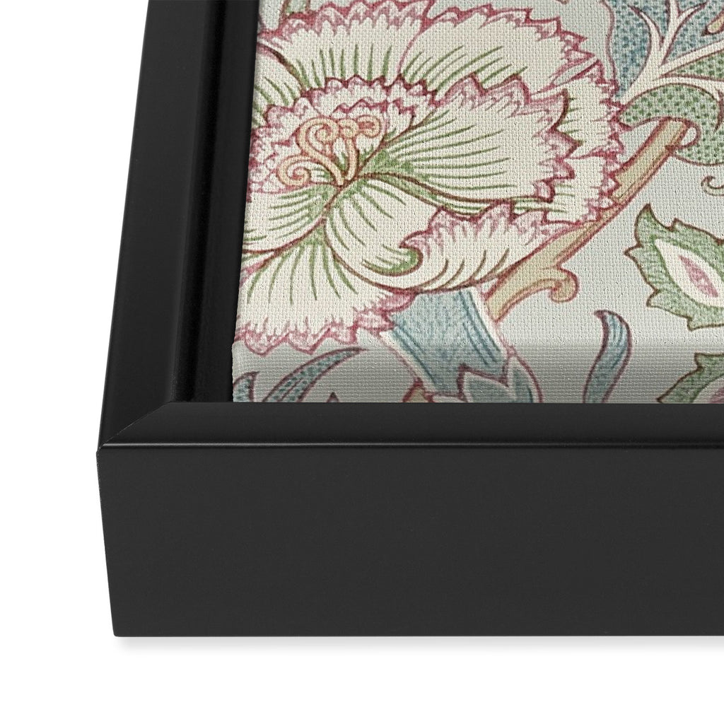 William Morris Vintage Pink and Rose Eggshell Blue Rose Pink Framed Canvas Print Gallery Image 3