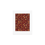 William Morris Vintage Pomegranate Fruit Red Madder Bayleaf Pattern Art Print Gallery Image 1