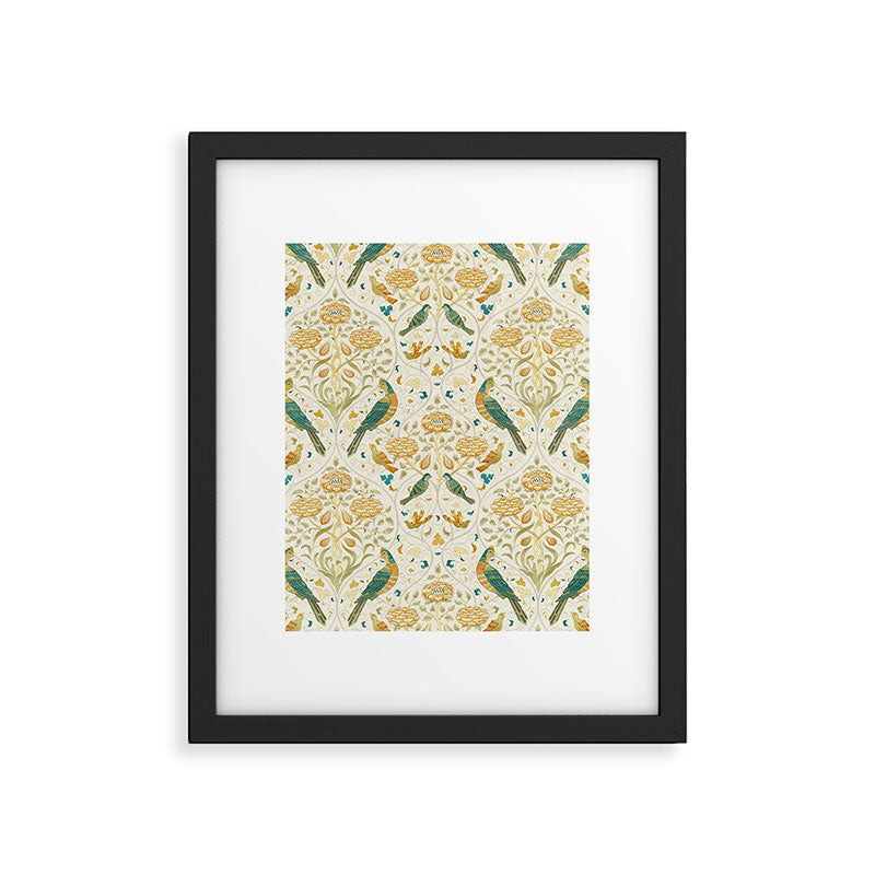 William Morris Vintage Seasons by May Melsetter Bird Blue Sea Glass Brick Pattern Framed Art Print Gallery Image 6