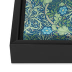 William Morris Vintage Seaweed Cobalt Thyme Green Blue Botanical Framed Canvas Print Gallery Image 3