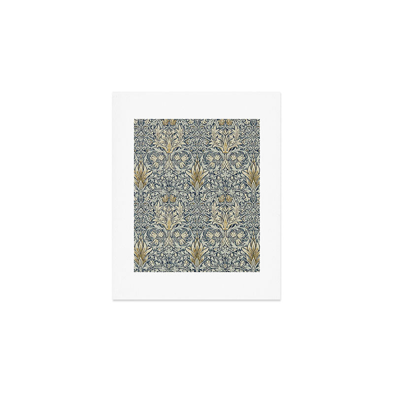William Morris Vintage Snakeshead Blue Indigo Cumin Pattern Art Print Gallery Image 1