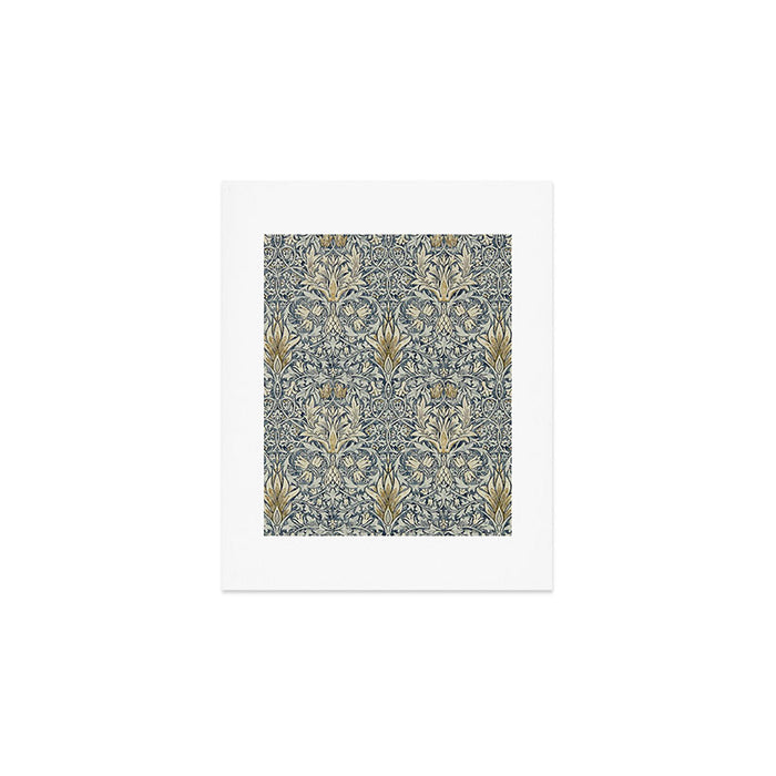 William Morris Vintage Snakeshead Blue Indigo Cumin Pattern Art Print Gallery Image 1