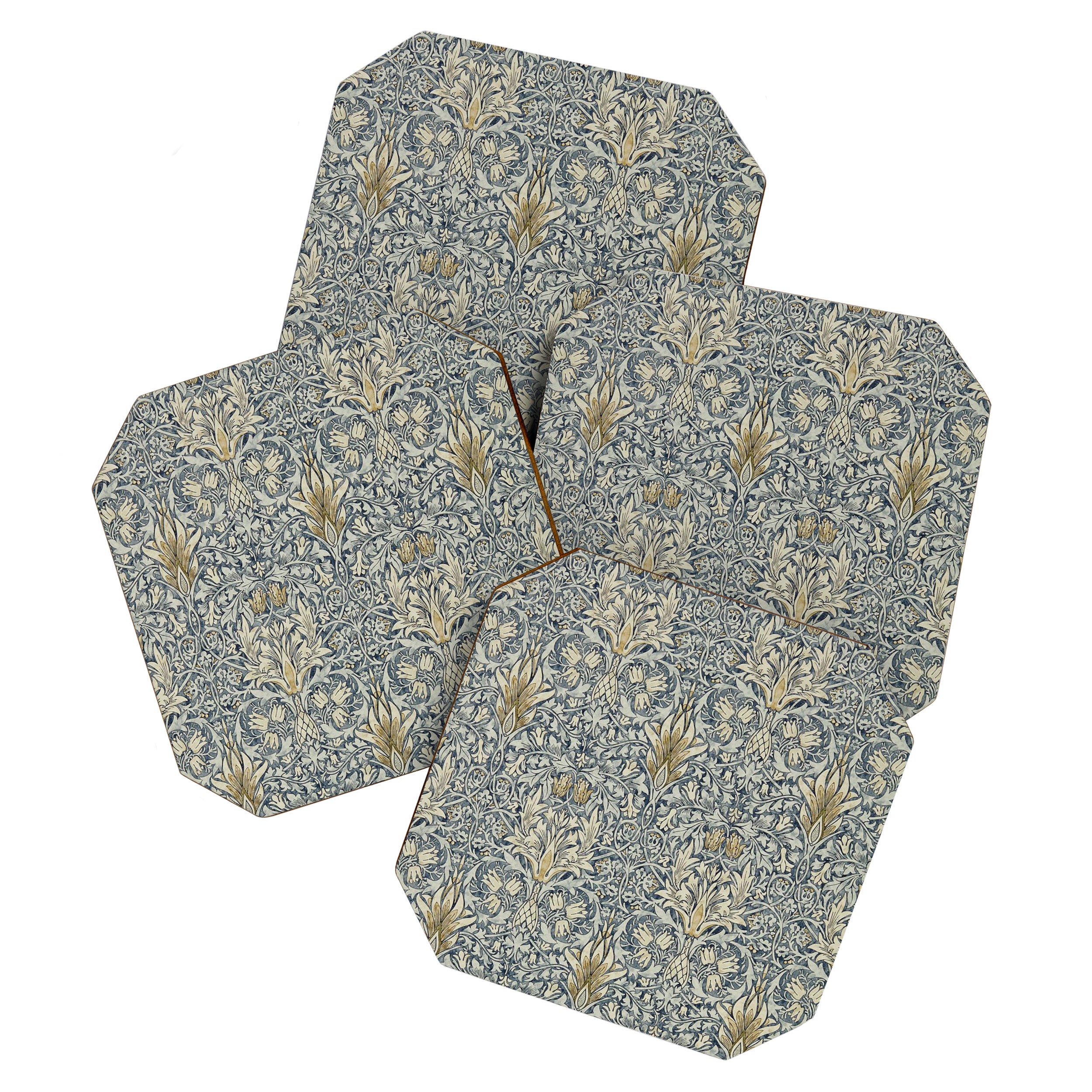 William Morris Vintage Snakeshead Blue Indigo Cumin Pattern Coaster Gallery Image 1
