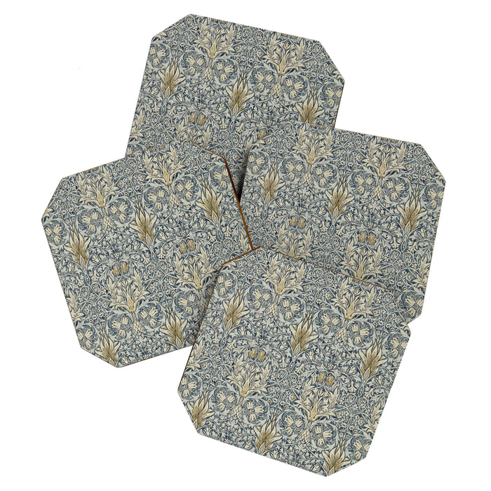William Morris Vintage Snakeshead Blue Indigo Cumin Pattern Coaster Gallery Image 1