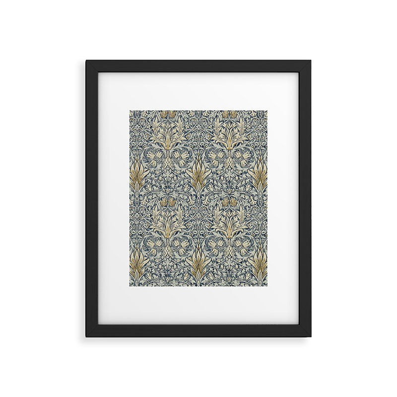 William Morris Vintage Snakeshead Blue Indigo Cumin Pattern Framed Art Print Gallery Image 6
