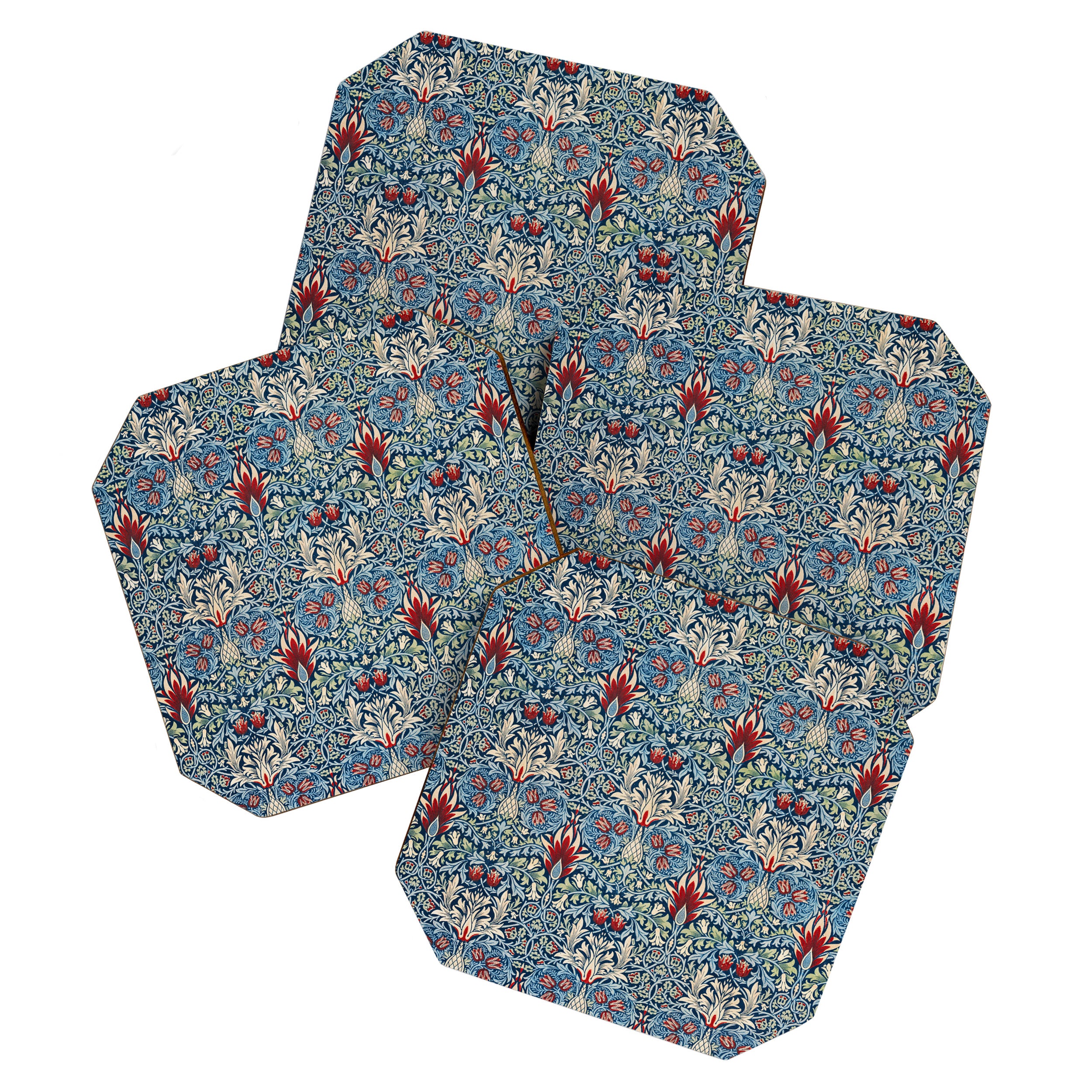 William Morris Vintage Snakeshead Blue & Red Pattern Coaster Gallery Image 1