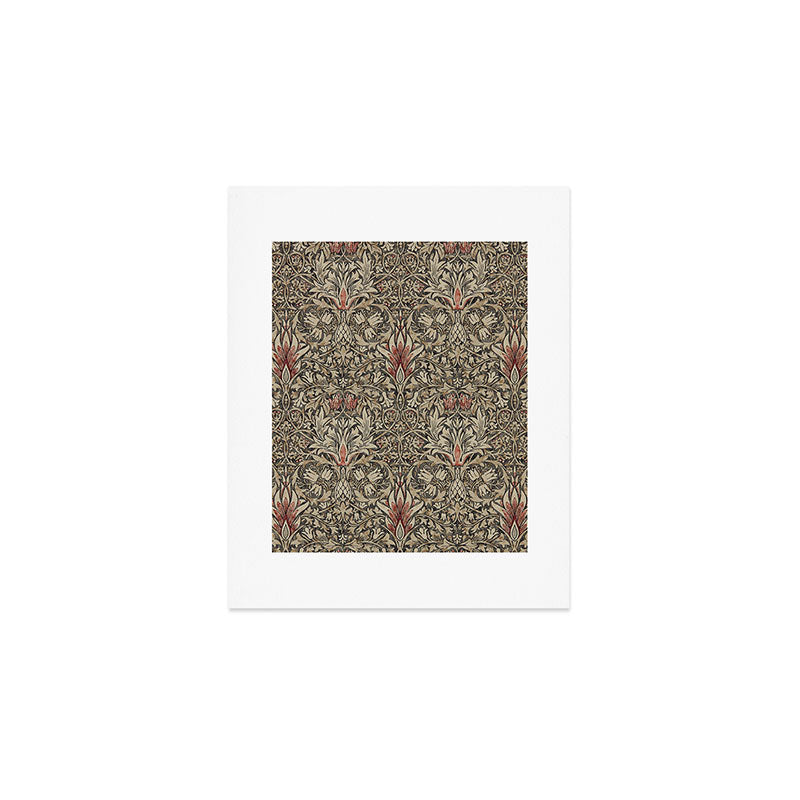 William Morris Vintage Snakeshead Charcoal Spice Pattern  Art Print Gallery Image 1