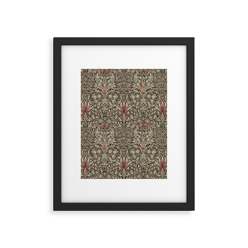 William Morris Vintage Snakeshead Charcoal Spice Pattern  Framed Art Print Gallery Image 6