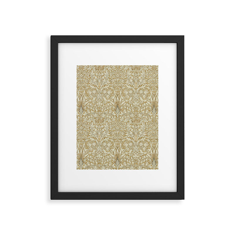 William Morris Vintage Snakeshead Gold Linen Pattern Framed Art Print Gallery Image 6