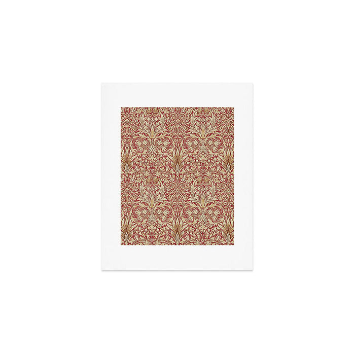 William Morris Vintage Snakeshead Red Madder Gold Pattern Art Print Gallery Image 1
