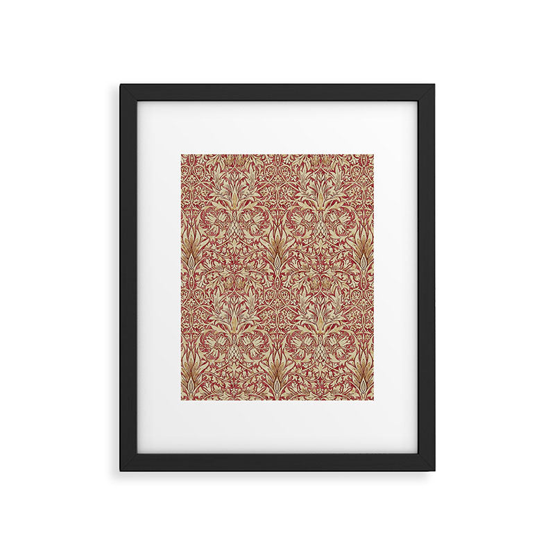 William Morris Vintage Snakeshead Red Madder Gold Pattern Framed Art Print Gallery Image 6
