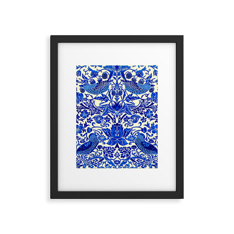 William Morris Vintage Strawberry Thief Cobalt Blue  Framed Art Print Gallery Image 6