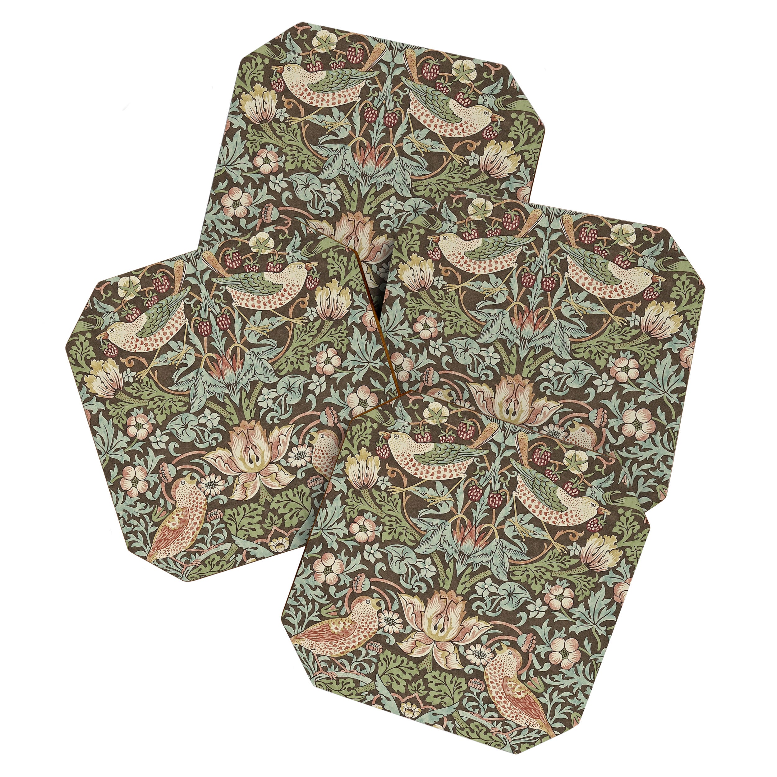 William Morris Vintage Strawberry Thief Chocolate Brown Slate Coaster Gallery Image 1