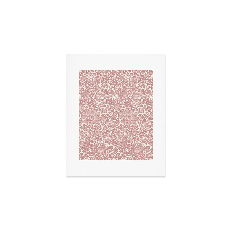William Morris Vintage Strawberry Thief Pink & White Pattern Art Print Gallery Image 1