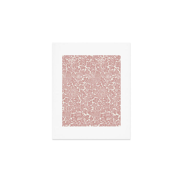 William Morris Vintage Strawberry Thief Pink & White Pattern Art Print Gallery Image 1