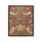 William Morris Vintage Strawberry Thief Red Crimson Slate Framed Canvas Print Gallery Image 8