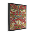 William Morris Vintage Strawberry Thief Red Crimson Slate Framed Canvas Print Gallery Image 2