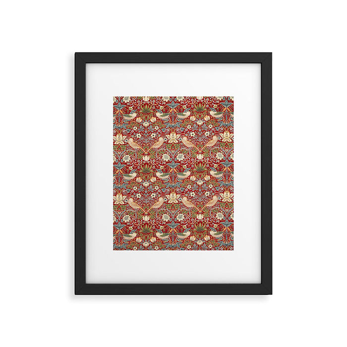 William Morris Vintage Strawberry Thief Red Pattern Framed Art Print Gallery Image 1