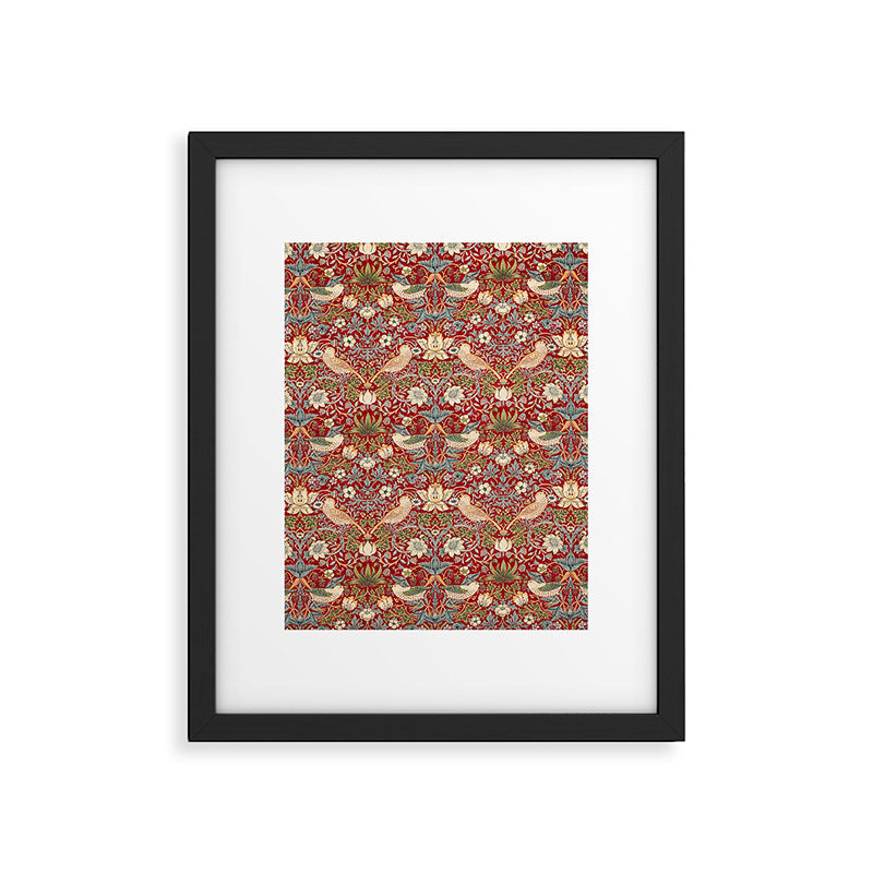 William Morris Vintage Strawberry Thief Red Pattern Framed Art Print Gallery Image 6