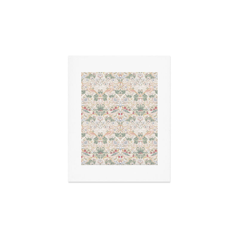 William Morris Vintage Strawberry Thief Soft Cream Pattern Art Print Gallery Image 1