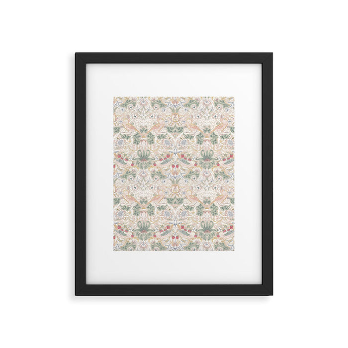 William Morris Vintage Strawberry Thief Soft Cream Pattern Framed Art Print Gallery Image 1