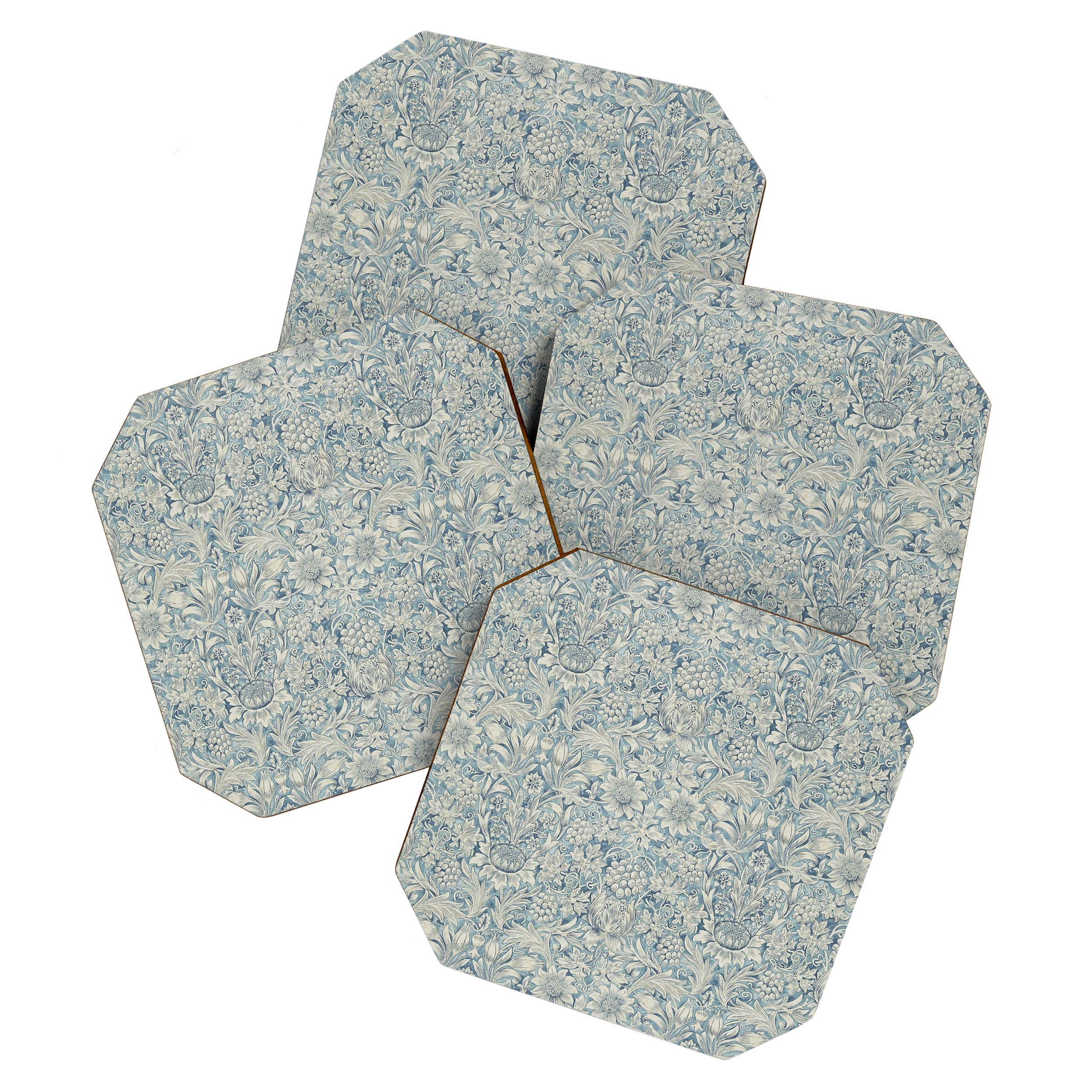 William Morris Vintage Sunflower Blue Slate & Vellum Coaster Gallery Image 1