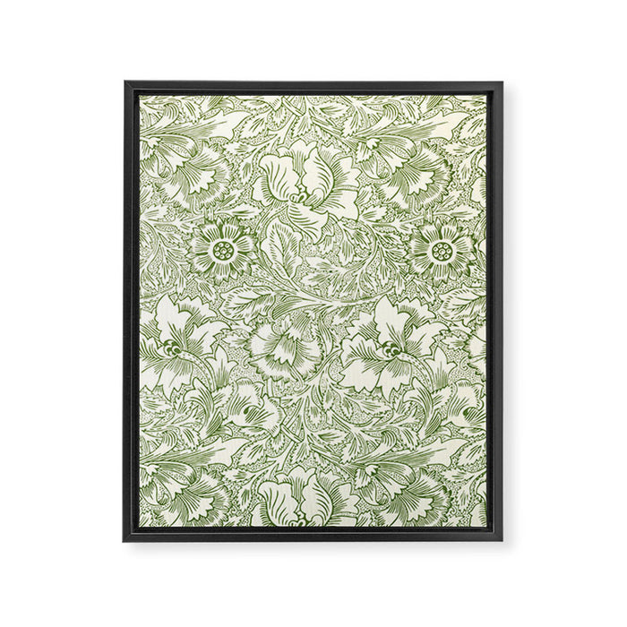 William Morris Wild Tulip Forest Green Floral Framed Canvas Print Gallery Image 1