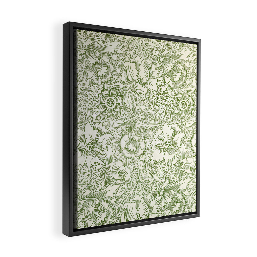 William Morris Wild Tulip Forest Green Floral Framed Canvas Print Gallery Image 2