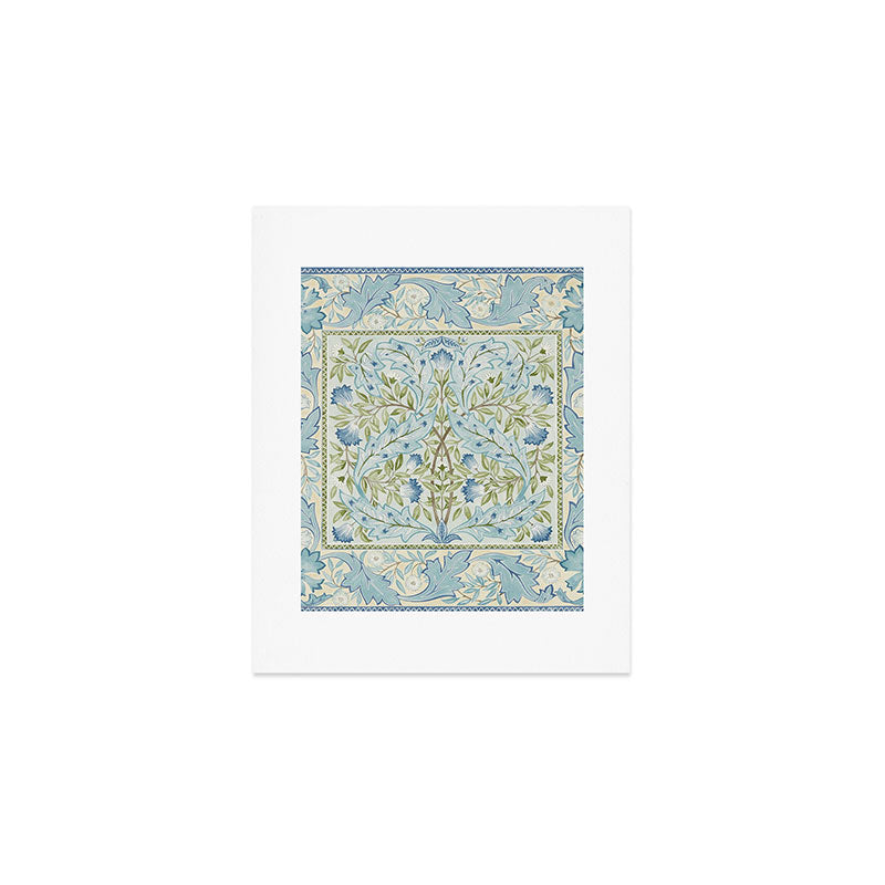 William Morris Wilhelmina Melsetter Indigo Light Blue Floral Art Print Gallery Image 1