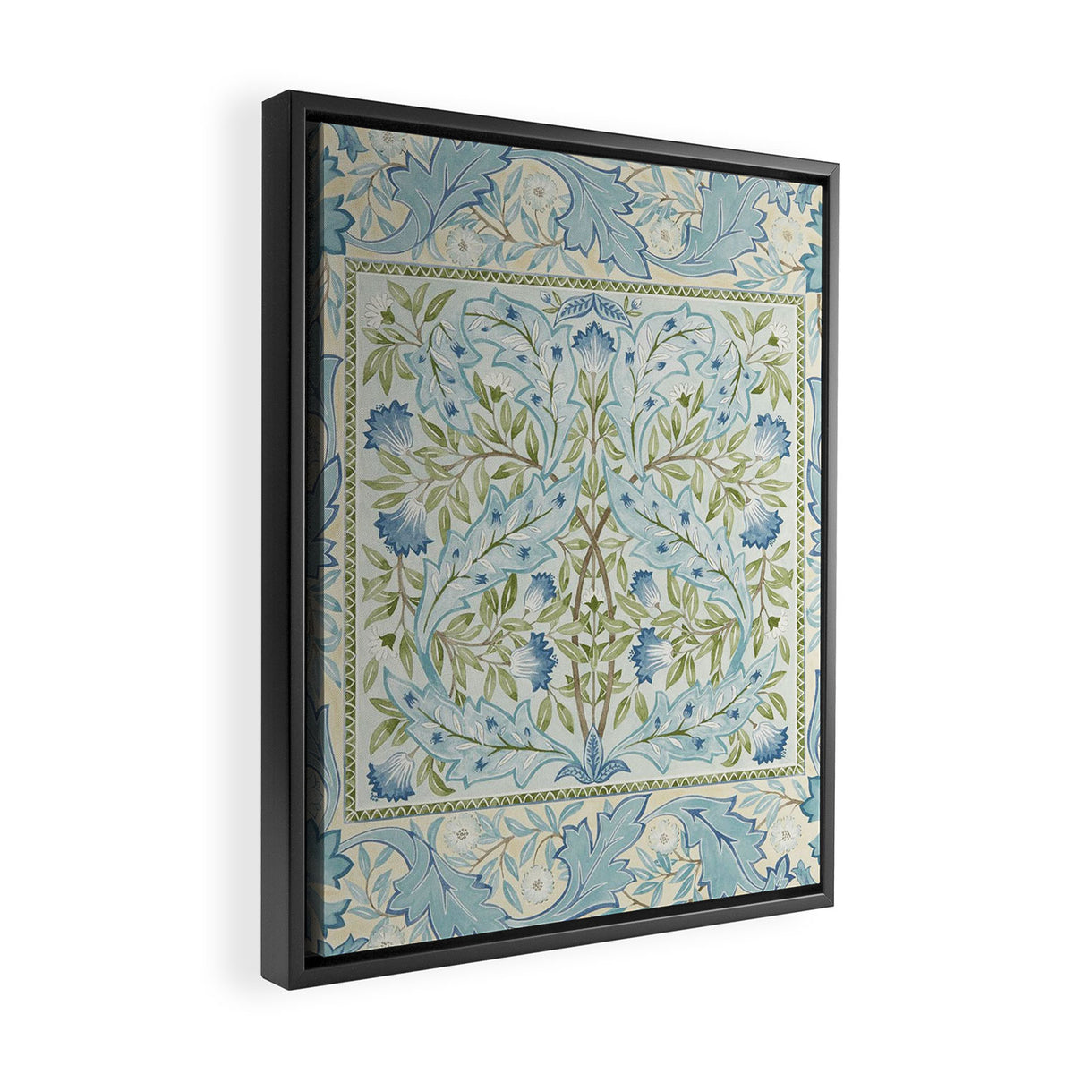 William Morris Wilhelmina Melsetter Indigo Light Blue Floral Framed Canvas Print Gallery Image 2