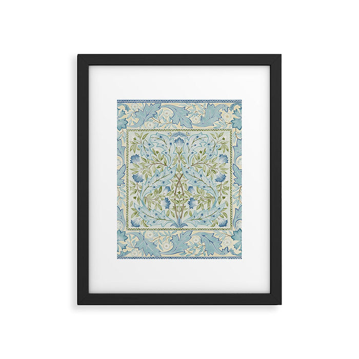 William Morris Wilhelmina Melsetter Indigo Light Blue Floral Framed Art Print Gallery Image 1