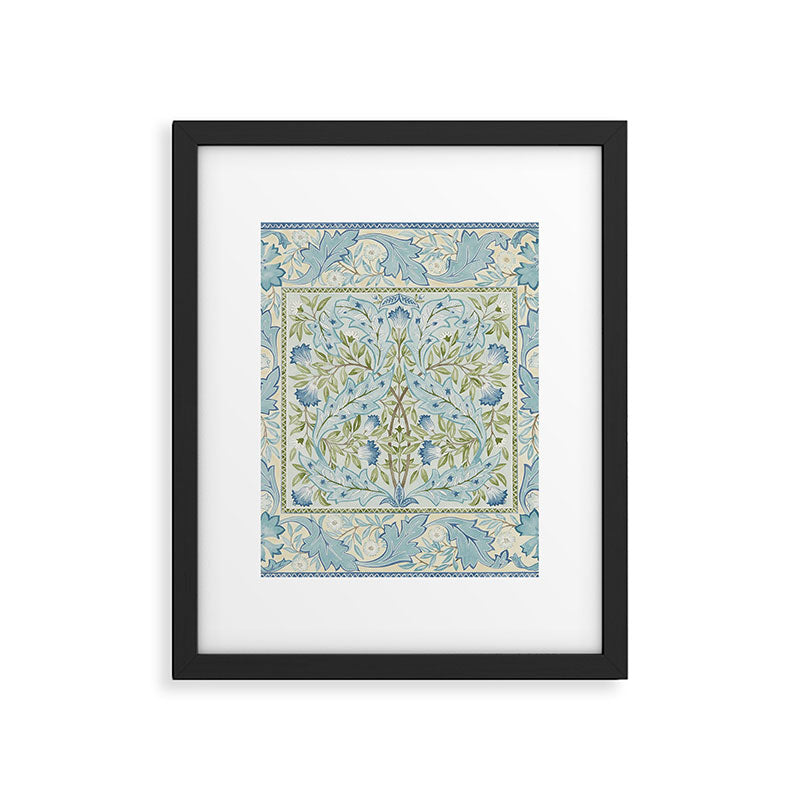 William Morris Wilhelmina Melsetter Indigo Light Blue Floral Framed Art Print Gallery Image 6
