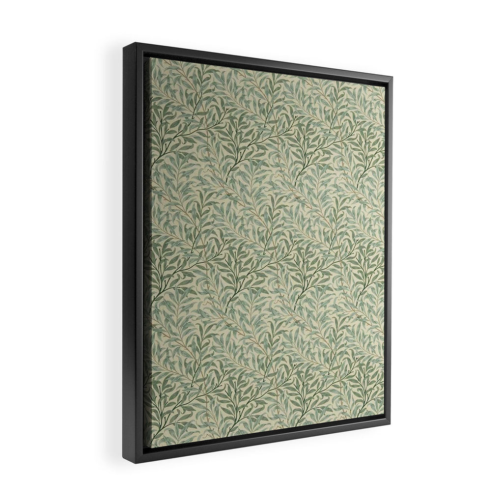 William Morris Willow Bough Cream Pale Green Framed Canvas Print Gallery Image 2