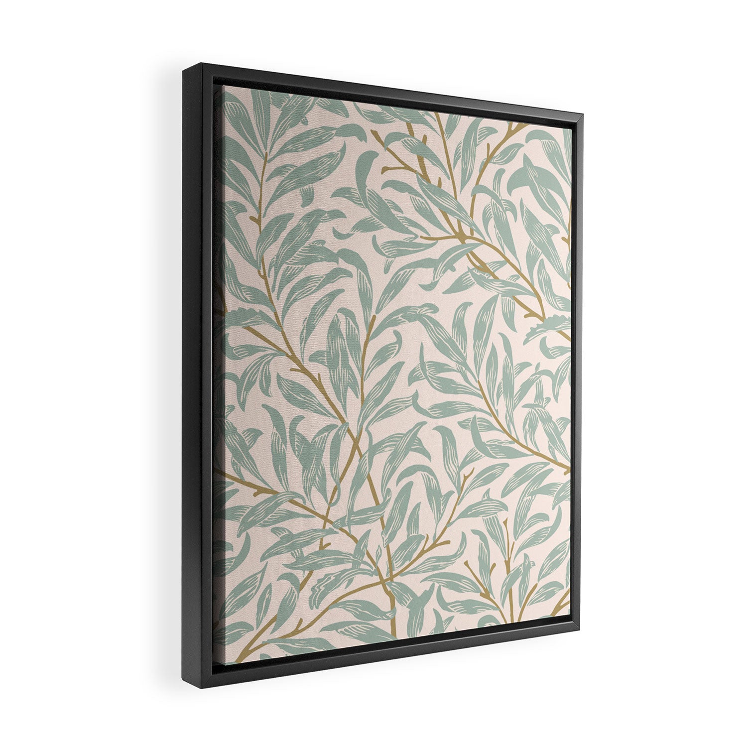 William Morris Willow Bough Pink Mint Framed Canvas Print Gallery Image 2