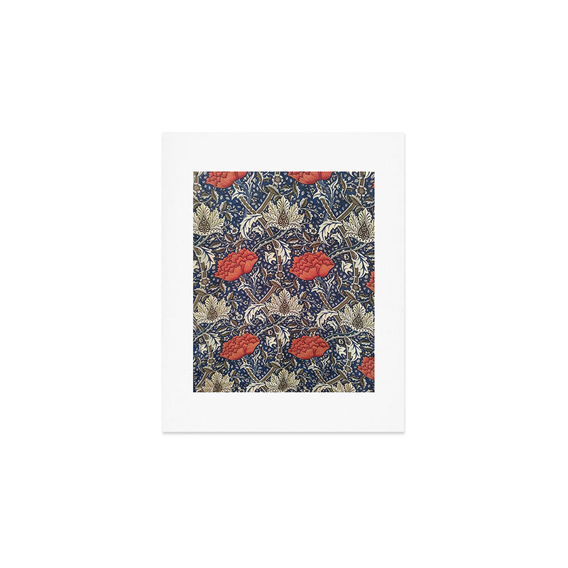 William Morris Windrush Blue Red Vintage Pattern Art Print Gallery Image 1