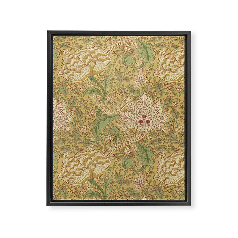 William Morris Windrush Gold Thyme Green Vintage Pattern Framed Canvas Print Gallery Image 8