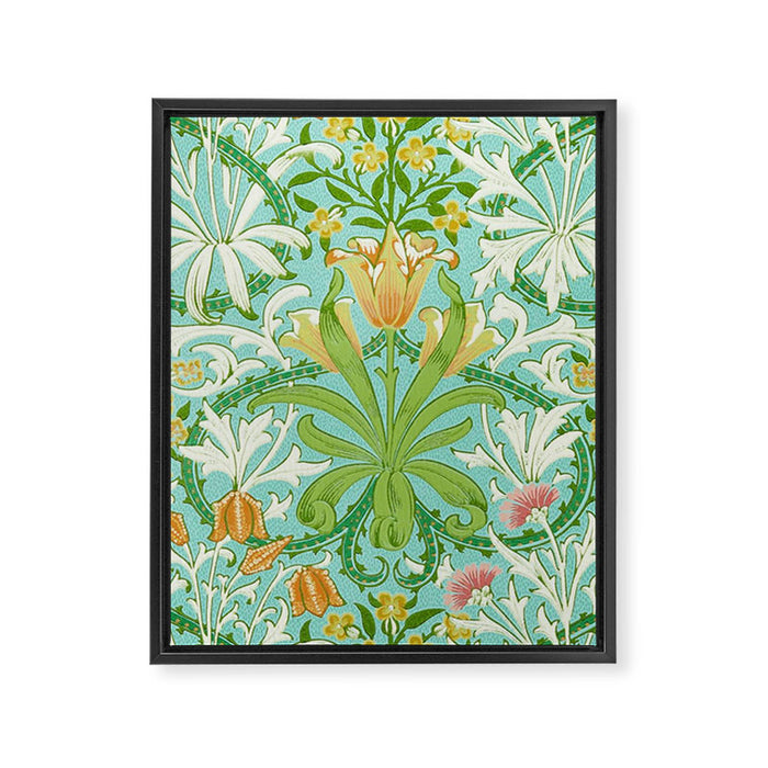 William Morris Woodland Weeds Orange Turquoise Framed Canvas Print Gallery Image 1