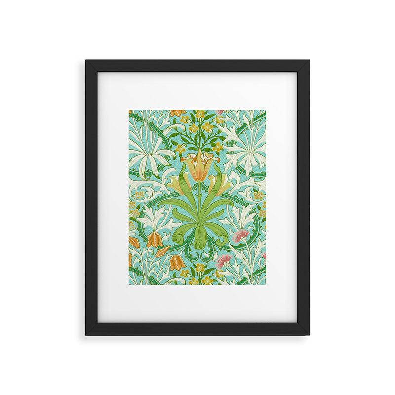 William Morris Woodland Weeds Orange Turquoise Framed Art Print Gallery Image 6