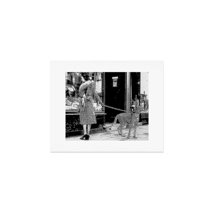 Woman Walking Pet Cheetah in London, 1939 Art Print Gallery Image 1