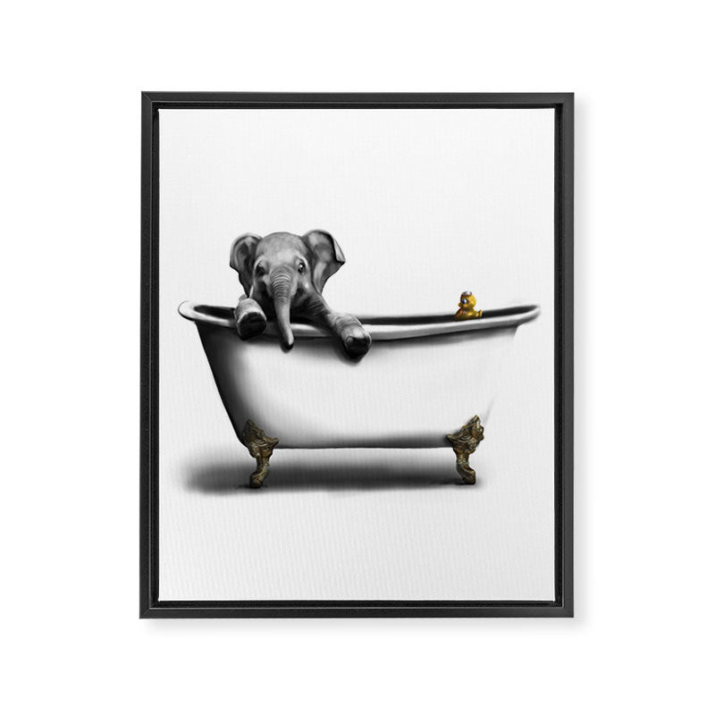 Elephant in Bath Framed Canvas Print Gallery Image 8
